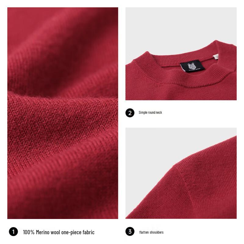 SEPTWOLVES Men's 100% Wool Crew Neck Pullover Sweater