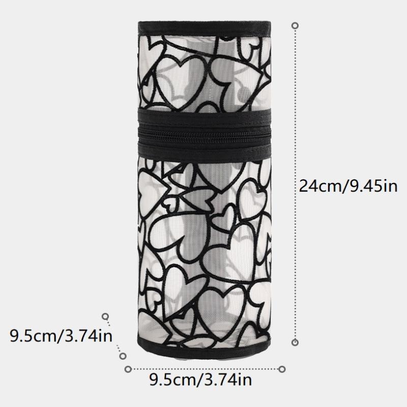 Large Capacity Makeup Brush Organizer Pouch Mesh Round Cosmetic Storage Bag Pouch Travel Cosmetics Case For Brushes & Tools