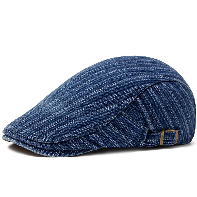 Denim gewaschene Baskenmütze Herren Baumwolle Schattierung Vorwärtskappe Retro Britische Autolinie Literarische Kappe