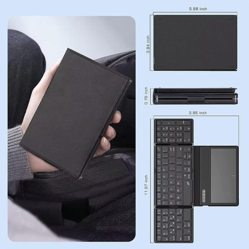 Foldable Keyboard BT3.0 Wireless With Integrated Touchpad And Numpad Long Battery Service For 30Hrs Uninterrupted Work