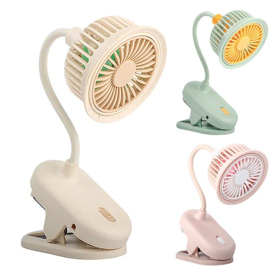 Mini Clip-on Desk Fan with Flexible Neck 360 Degree Adjustable USB Rechargeable Summer