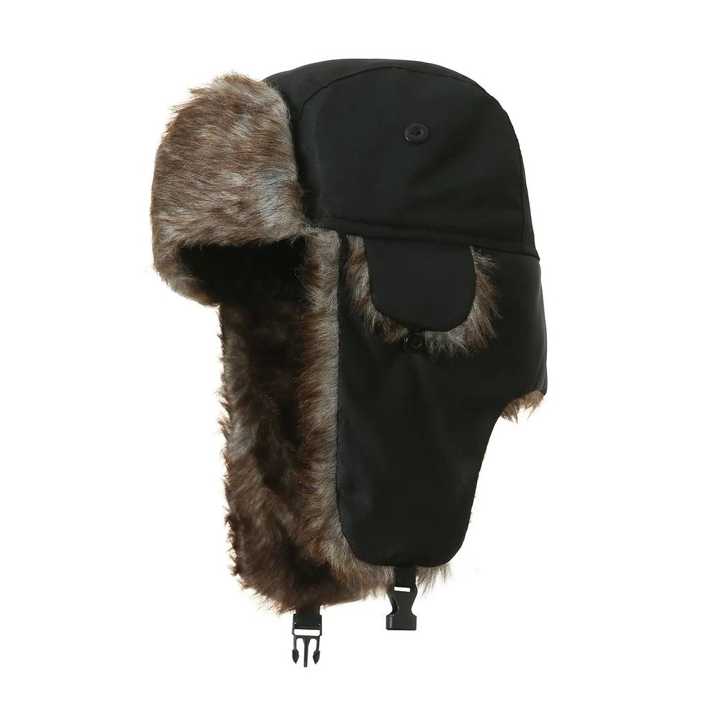 Russian Ushanka Winter Hat Mens Military Pilot Cap with Ear Muffs Windproof Cold Weather Army Style Aviator Fur Hat