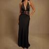 Europäische und amerikanische Halsspitzen-Patchwork sexy Kleid Party Abendkleid Sommer elegant tief ausgeschnitten rückenfrei Kleid