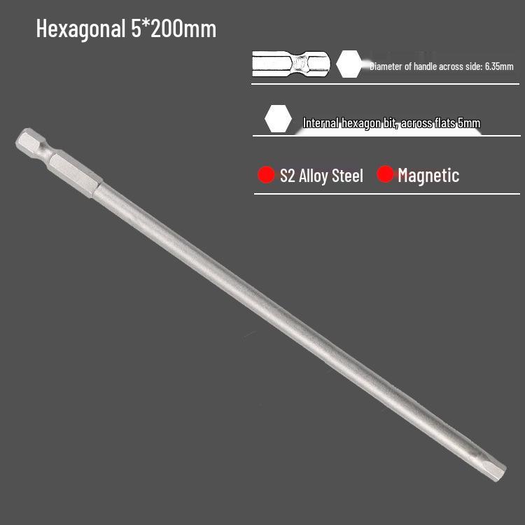 S2 Air Impact Hex Socket Bit Set, Pneumatic & Electric Screwdriver, 1/4 Strong Magnetic