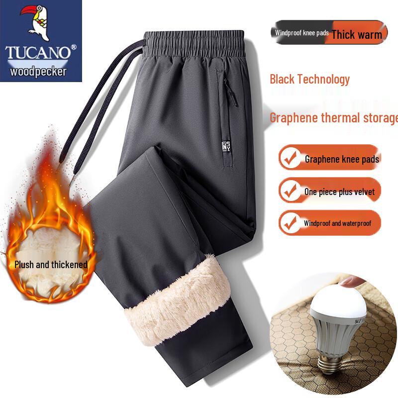 Tucano Unisex Winter Lamb Fleece-Lined Straight-Leg Casual Pants
