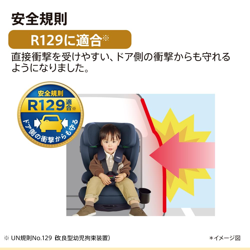 Aprica ReRide AB Child & Junior Seat with ISOFIX Mounting, Ages 15 Months To 12 Years, R129 Compliant, Long-Use Child Seat (Black) [2025 Model]