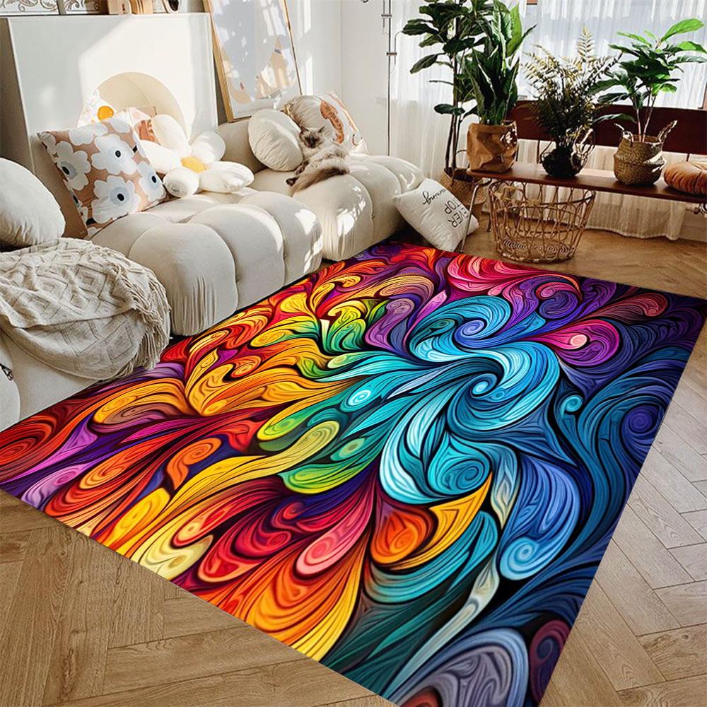 1pc Vibrant Multicolored Spiral Abstract Carpet Perfect for Living Room Bedroom Corridor Modern Flair To Home Rugs for Decor Mat