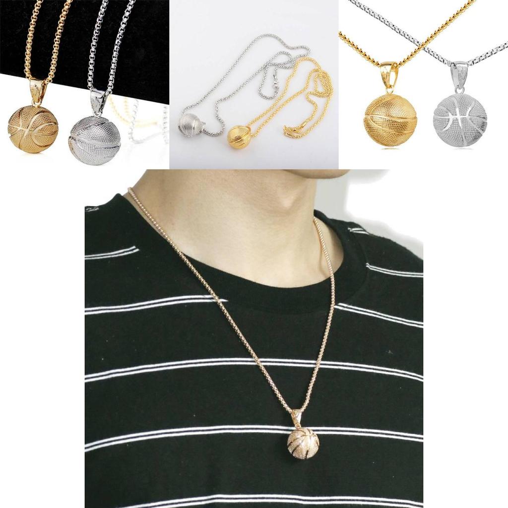 Exquisite 3d Basketball Pendant Necklace Jewelry For Men With Stainless Steel Chain
