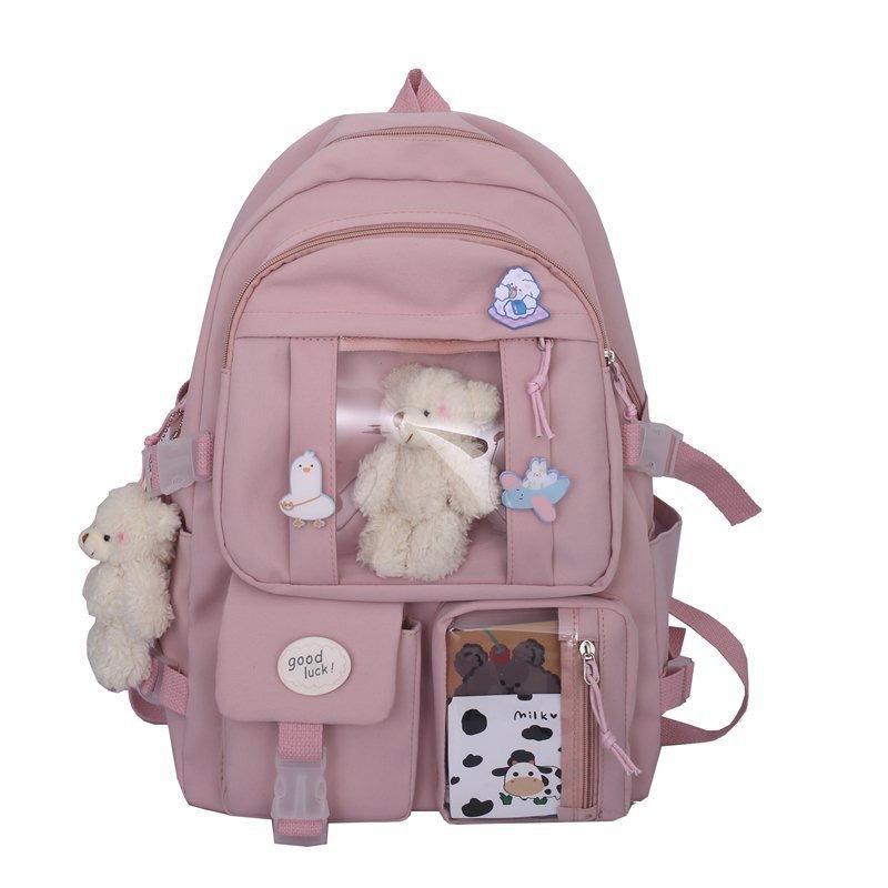 Wind Large Capacity High School Student Schoolbag Female Harajuku Cartoon Backpack Junior High School Student Backpack