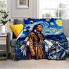 1PC Custom Name Native American Wolf Night Flannel Blanket Versatile,all-season Throw Suitable for the Living Room,bedroom,camping,travel,and Gift