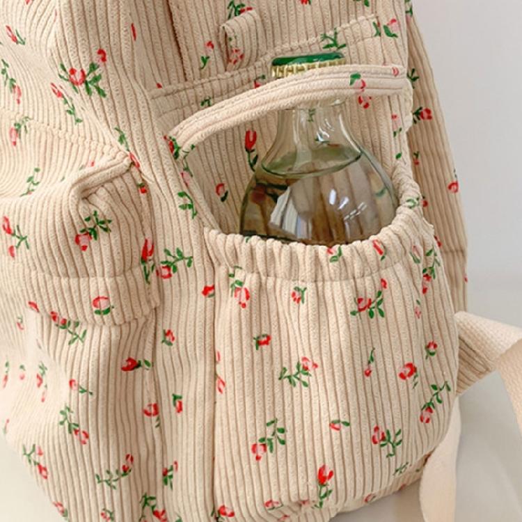 Travel Backpack for Teens and Girl Laptop Daypacks Flower Print Backpack Students School Bag Corduroy Rucksacks