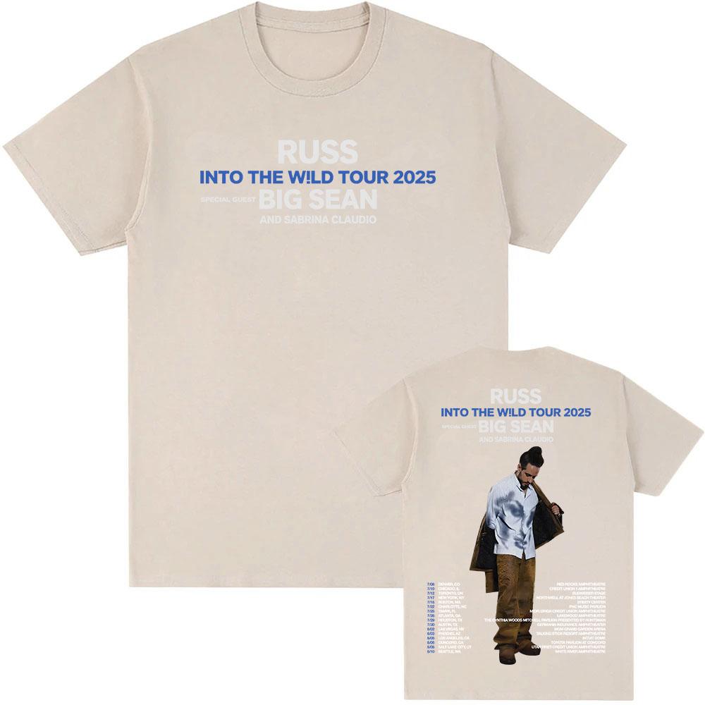 Russ in To The W!LD Tour 2025 T-shirt Summer Short Sleeve Male Tshirts Hip Hop Unisex Streetwear O-neck Rapper Printing T Shirt