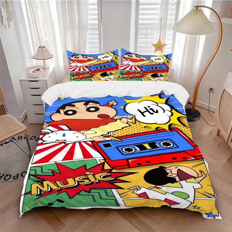3pcs Crayon Shin-chan Duvet Cover Set, 1 Duvet Cover + 1/2 Pillowcases (No Insert),Bedroom Decor, Allseason Comfort Yy251021292