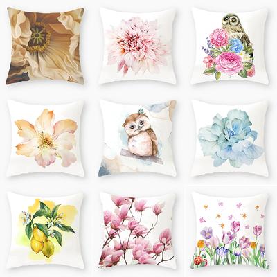 Flower Theme Print Decorative Pillow Cover Car Sofa Square Cushion Pillow Cover
