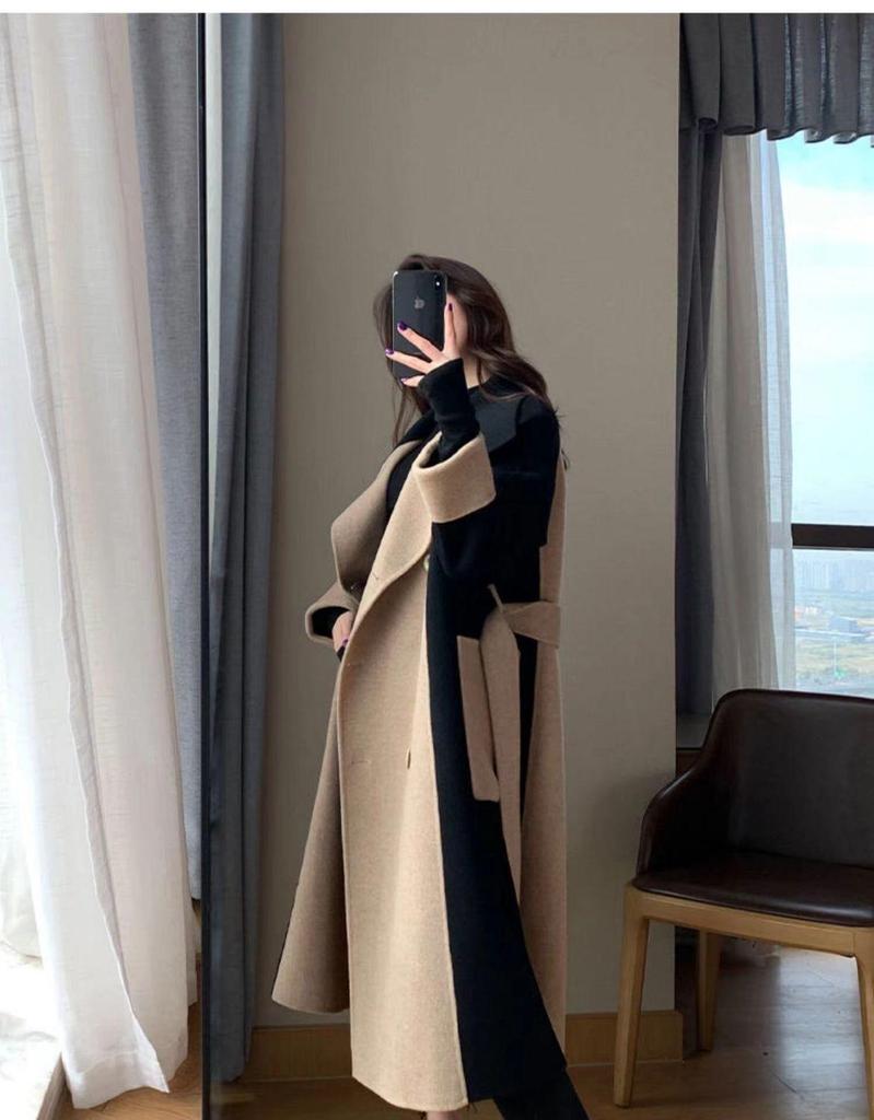 2025 Autumn/Winter Women's Mid-Length Woolen Trench Coat: Trendy, Versatile, and Slimming.
