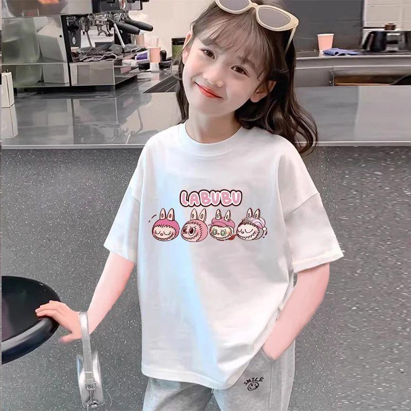 Summer cartoon labubut shirt, a short-sleeved T-shirt for girls