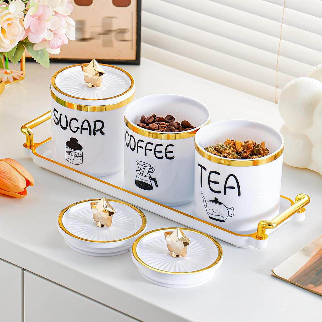 White Plastic Sealed Jars with Lids - Moisture-Proof Storage for Sugar, Tea, and Beans, High-End Design