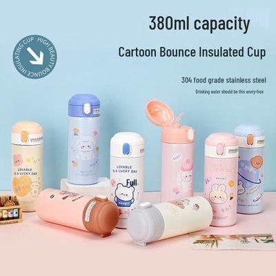 Garrafa de Água Infantil Isolada de Aço Inoxidável 304 de Alta Qualidade - Mini Copo de Ervilha para Meninas