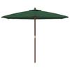 Green Sun Umbrella with Wooden Pole 299 X 240 Cm