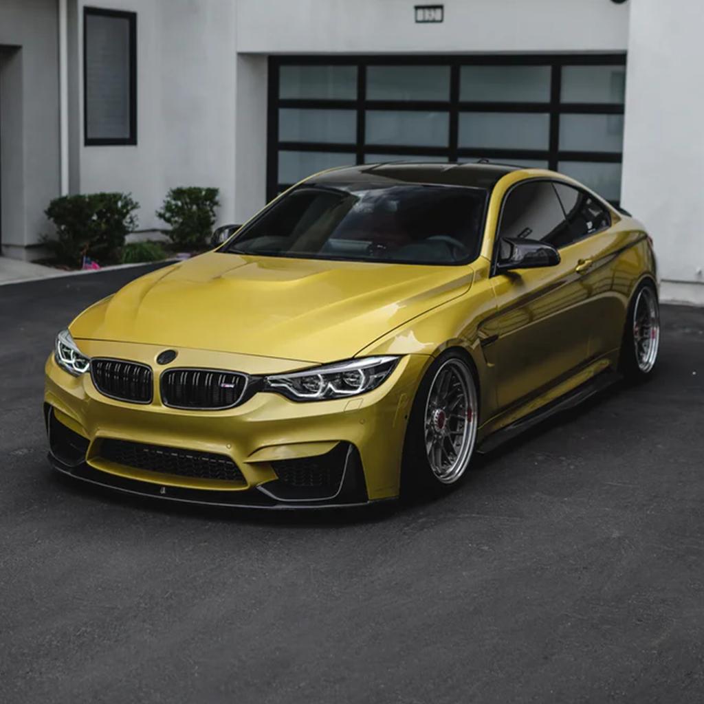 Car Front Bumper Lip Splitter+Side Splitter Corner For BMW M3 F80 M4 F82 F83 2015-2020 MP Style Carbon Fiber Glossy Black 4 PCS