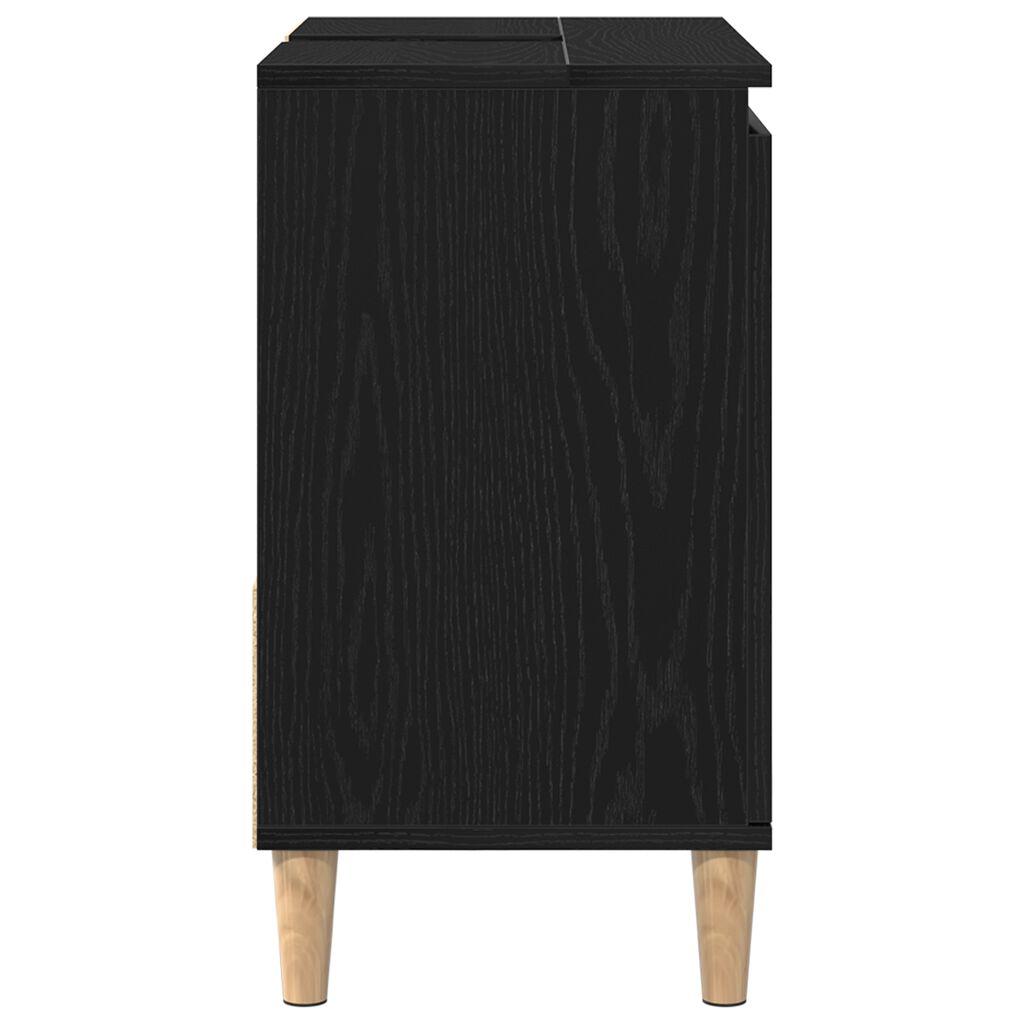 vidaXL Waschbeckenunterschrank Schwarz Eiche 65x33x60 cm Holzwerkstoff