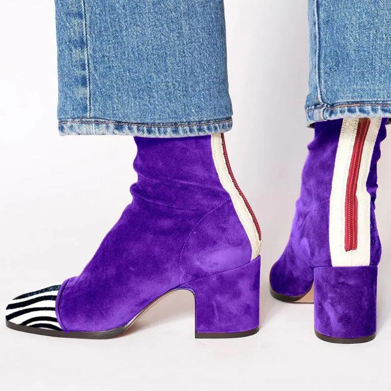 Neue Wintermode High Heel Wildleder Niedriger Schaft Quadratische Spitze Damenstiefel