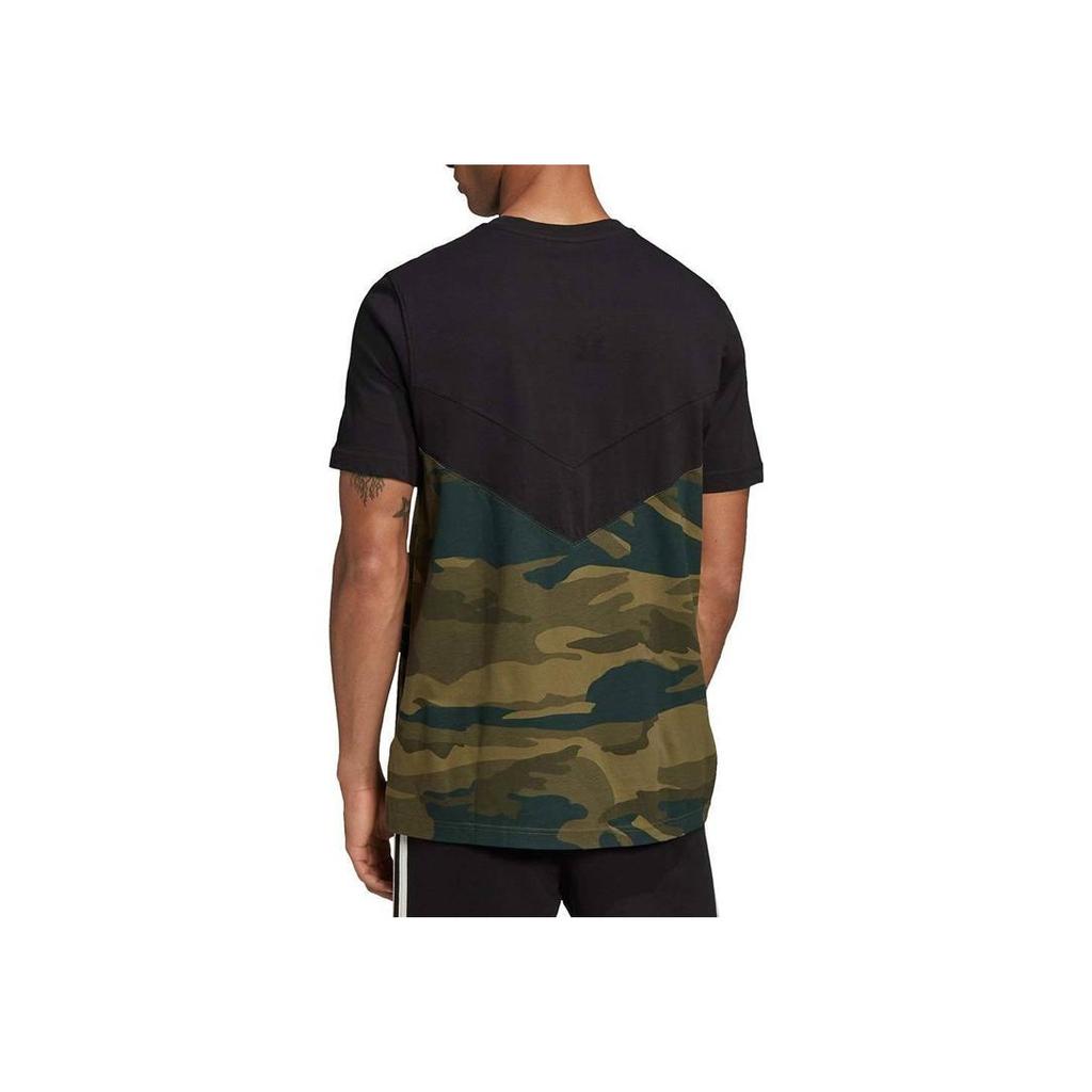 Adidas Originals Camo Block Short Sleeve Sports Crew Neck T-Shirt Men Tops Black Multicolor FM3356