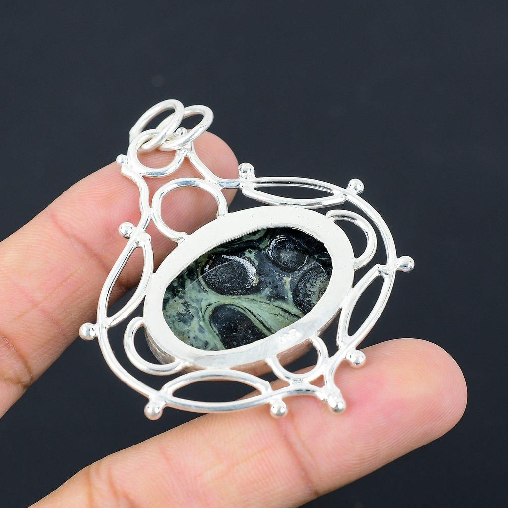 Halloween Deal Sterling Silver Oval Kambaba Jasper Gemstone Mother New Pendant