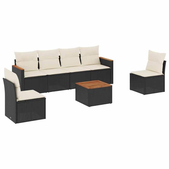 VidaXL Garden Lounge Set with Cushions 7 Pcs, Patio Sofas, Patio Furniture Set, Outdoor Furniture, Black 3258269