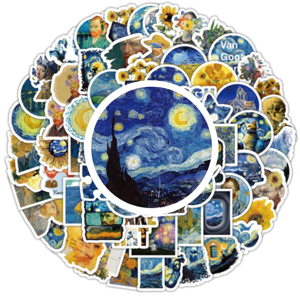 10/30/50/100pcs Retro Van Gogh Oil Painting Aesthetic Stickers Landscape Art Decals Decorative Guitar Diary Vintage Sticker