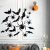 Yousheng 24 Pcs Halloween 3D Bat And Spider Stickers Spooky Black Spider Bat Wall Decals Removable PVC Cings for Home Office Wall Window Decor