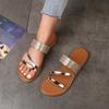 Large Size One-word Cool Slippers Women's Fashion Rhinestone Outdoor Breathable Rhinestone Casual Sandals