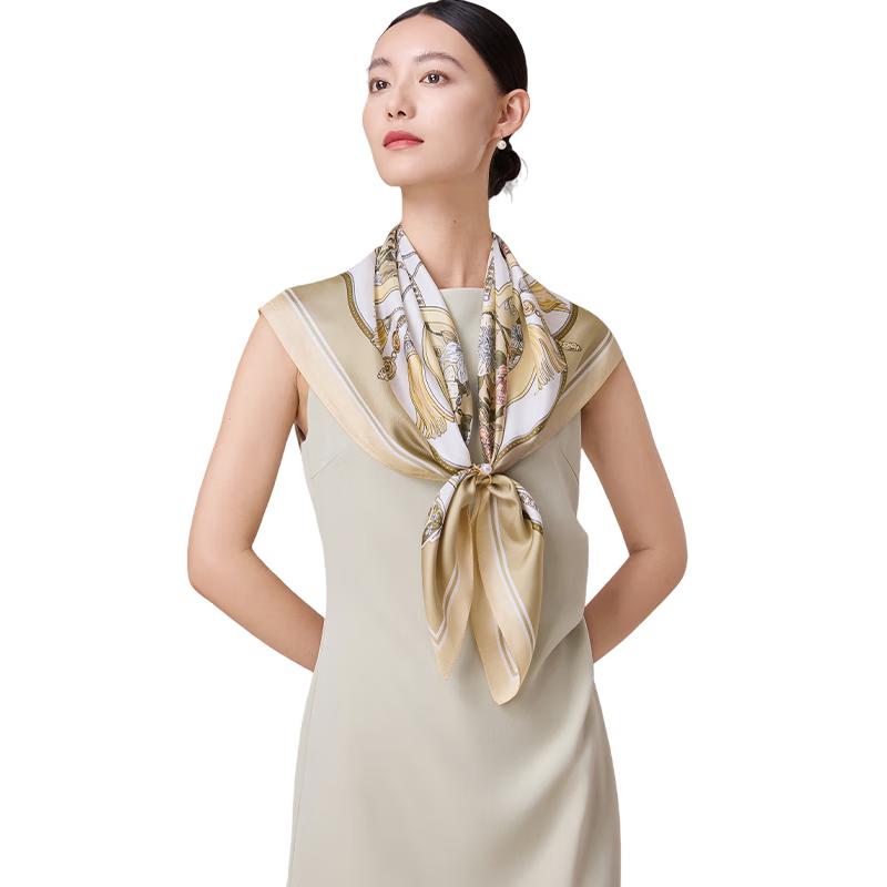 Shanghai Story 100% Maulbeerseide "Jing Zhong Jing" Druck Quadratischer Schal