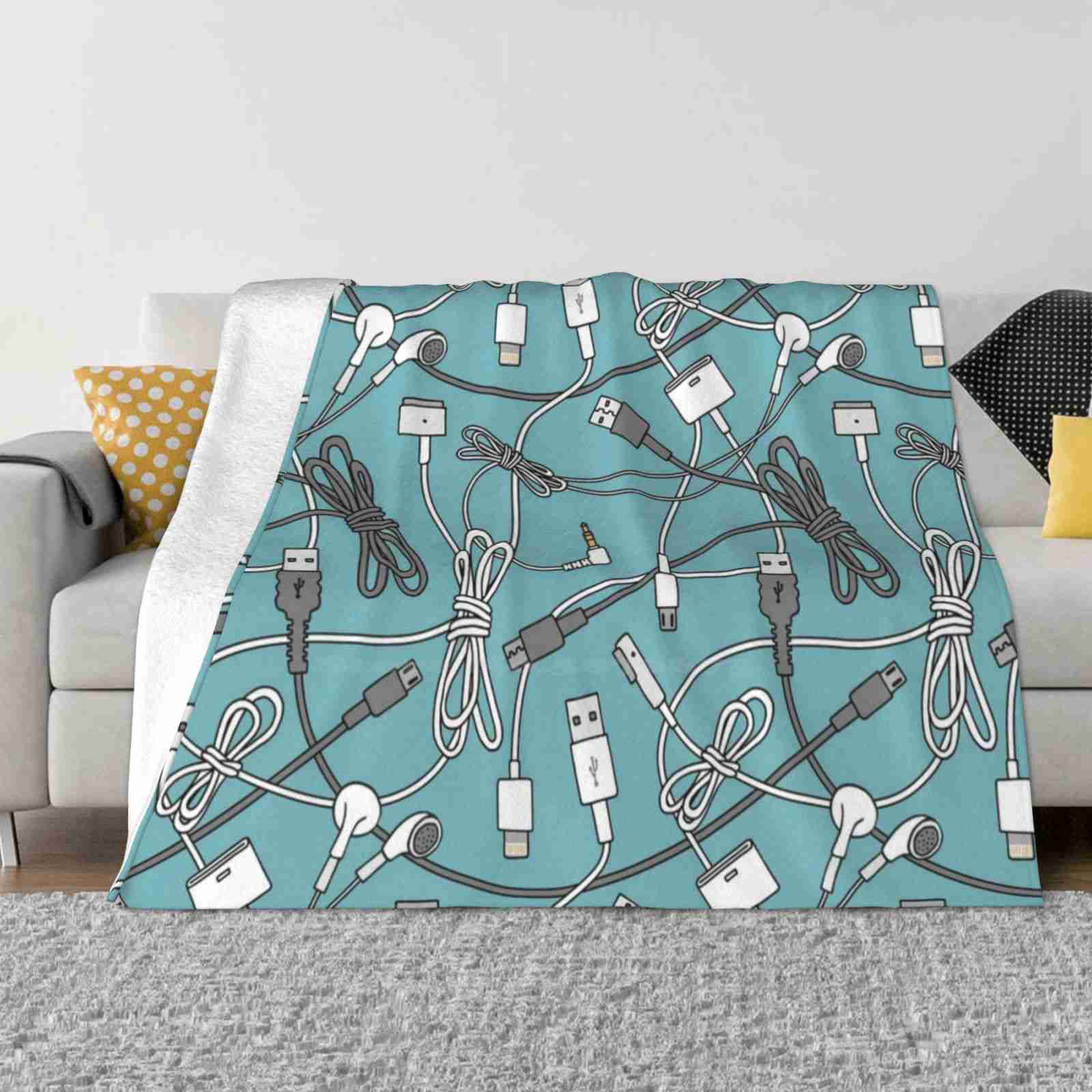 

Electronic Charging Cables Pattern Four Seasons Comfortable Warm Soft Blanket Electronic Charging Cables Pattern Cords Usb 30x40in