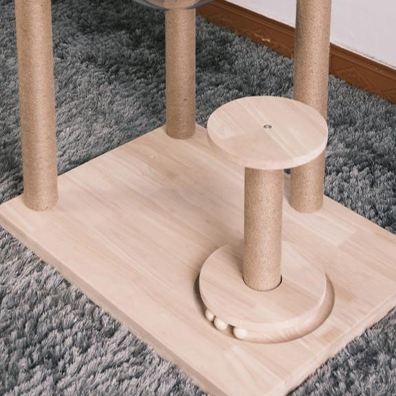 All-in-One Solid Wood Cat Tree: Climbing Frame, Bed, Space Capsule, Sisal Post, and Toys