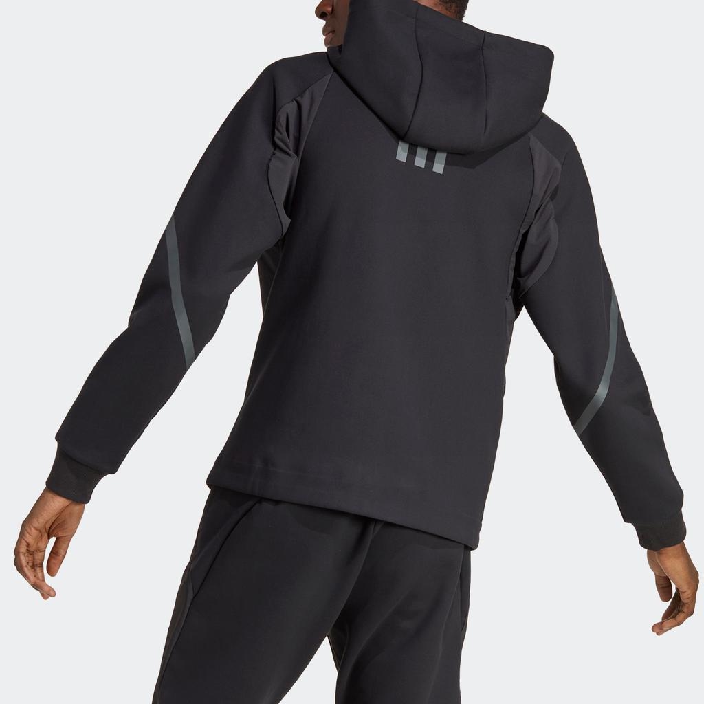 Adidas Logo Zip-Up Hooded Sports Jacket Men Jackets Black IC8039