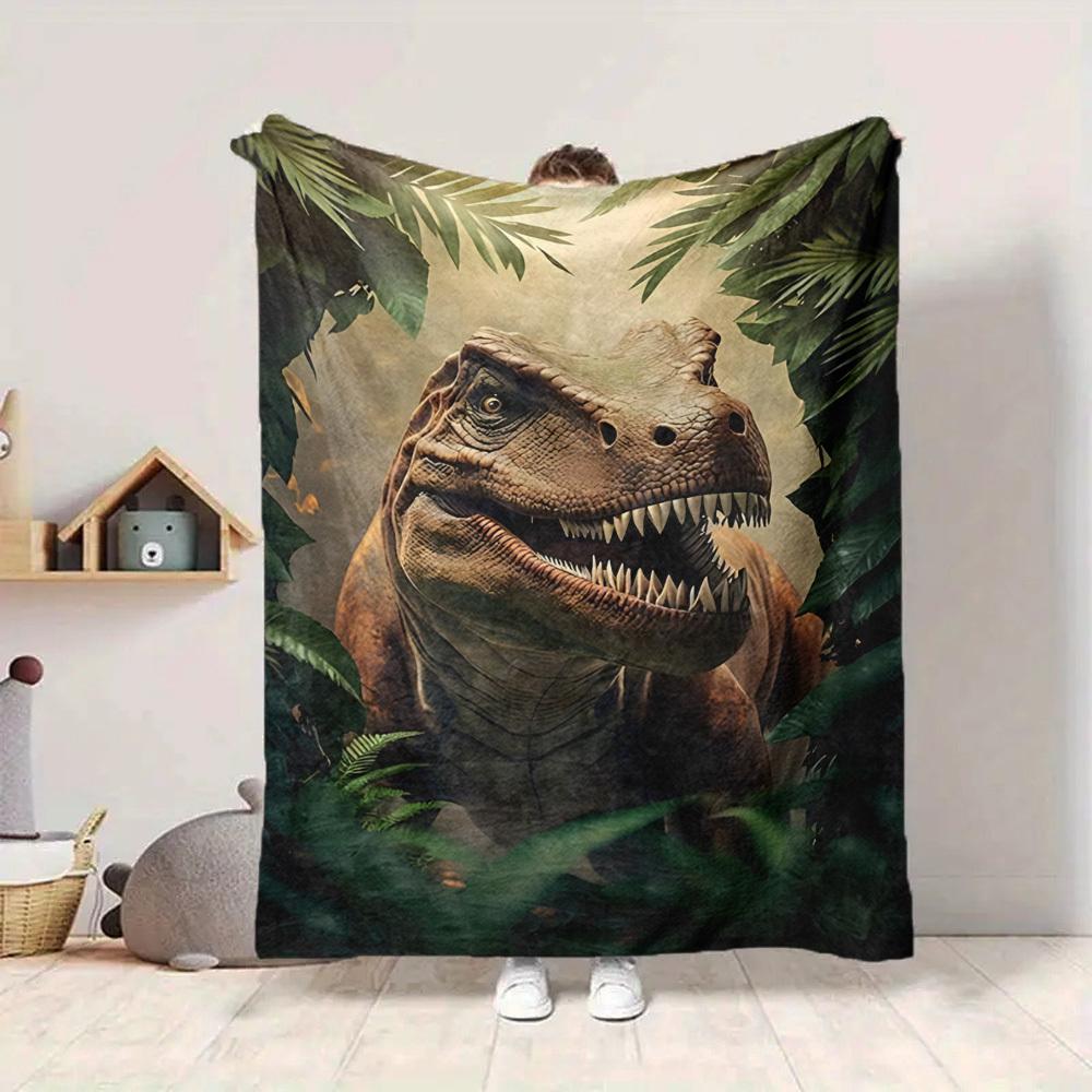 

1pc Dinosaur, Prehistoric Soft & Warm Polyester Knit Blanket, Digital Printed, All-Season Throw for Napping, Traveling, Sofa yy250906048 75x90cm