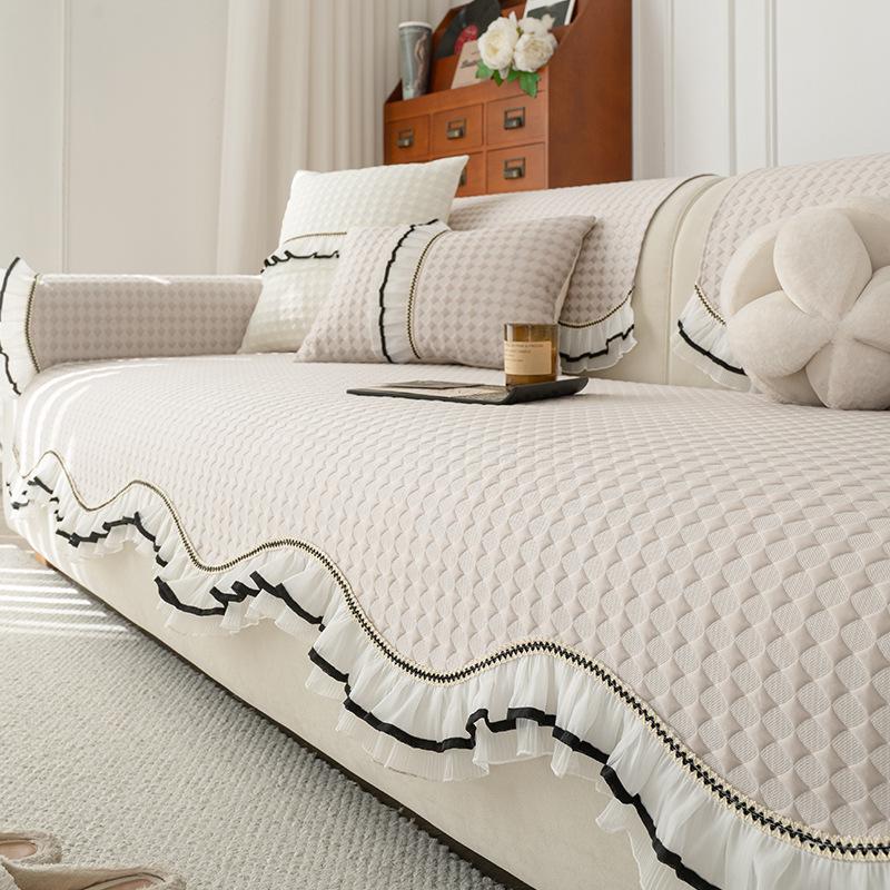 

New Summer Cool Ice Silk Sofa Cushion Premium Skirt Special-Shaped Seat Cushion Straight Row Sofa Cover Cloth Mat 70*70cm