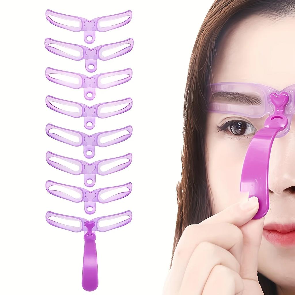 8 In 1 Reusable Eyebrow Stencil Beauty Makeup Brow Stamp Template Eyebrows Shape Set Eye Brow Makeup Tools