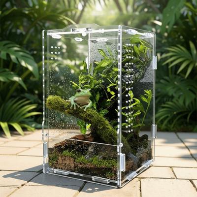Transparente Reptilien Futterbox Belüftet Schnappverschluss Springspinnen Terrarium Ausbruchsicheres Eidechsen Gehege Landschafts Lebensraum