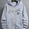 Men's Casual Trendy Letter Zip Hoodie with Letter Print, Hooded Sweatshirt Men's Top