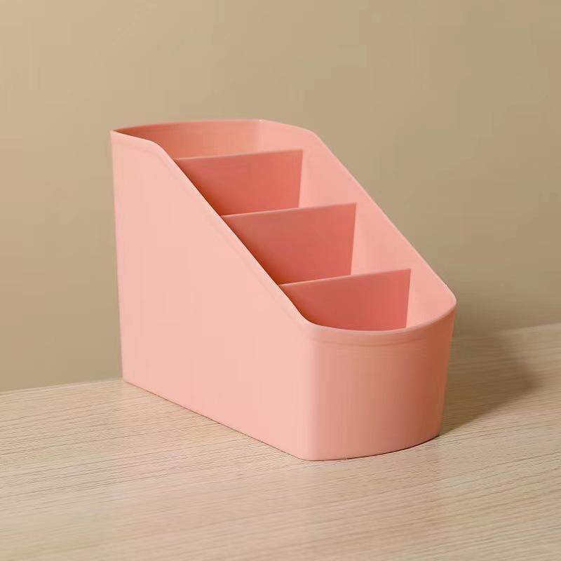 

Простая коробка для хранения с четырьмя отделениями, креативная шкатулка для косметики и украшений, настольный офисный ящик для хранения Four grids розовый