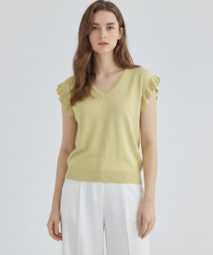 MESENSE V-Neck Wing Frill Knit_Mb36Kns333Z