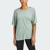 Adidas Solid Color Round Neck Short Sleeve T-Shirt Women Tops Green HR5078