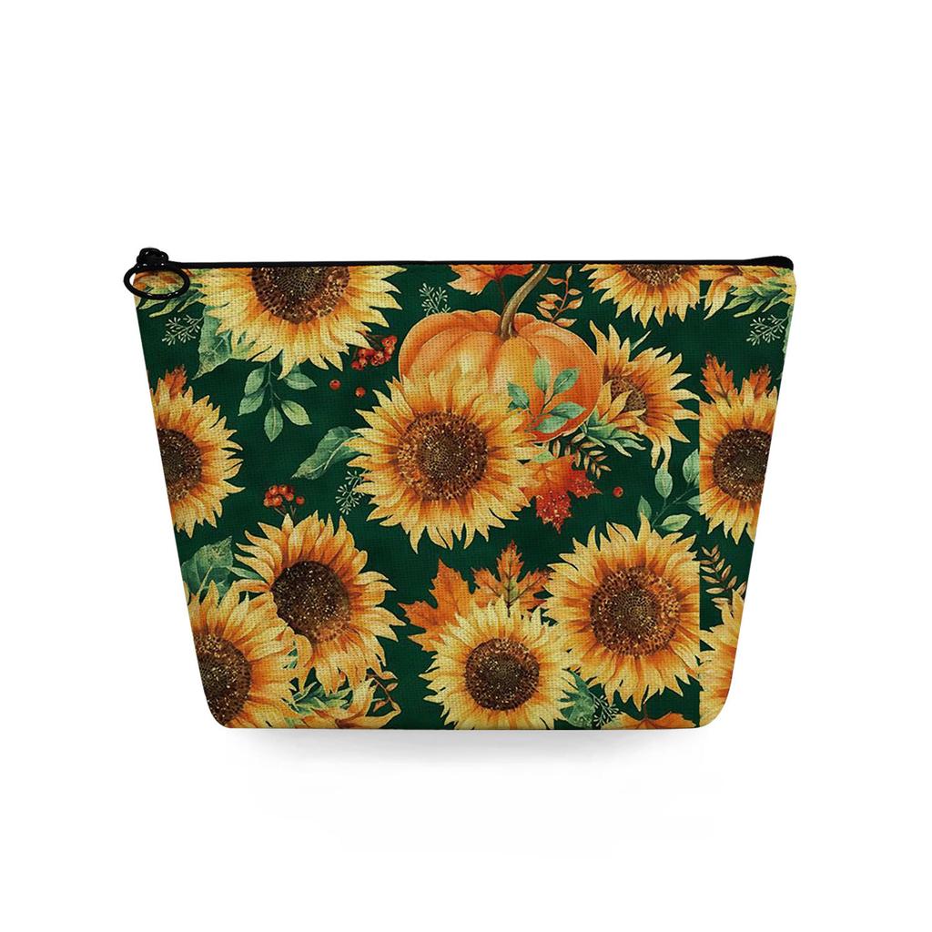 Women Sunflower Print Cosmetic Bag Toiletries Organize Travel Storage Case 6788