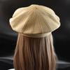 French Women's Wool Knit Striped Beret: Warm, Elastic, Brimless Winter Hat