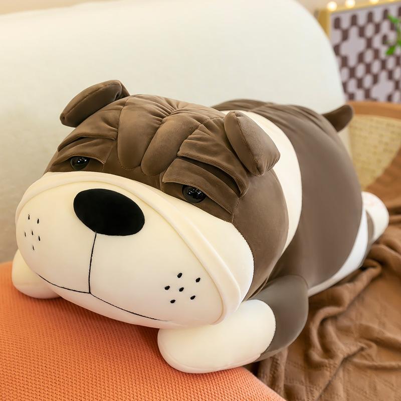 Sleeping on the bed with the Shar Pei dog plush toy doll, doll throw pillow for cute birthday gifts