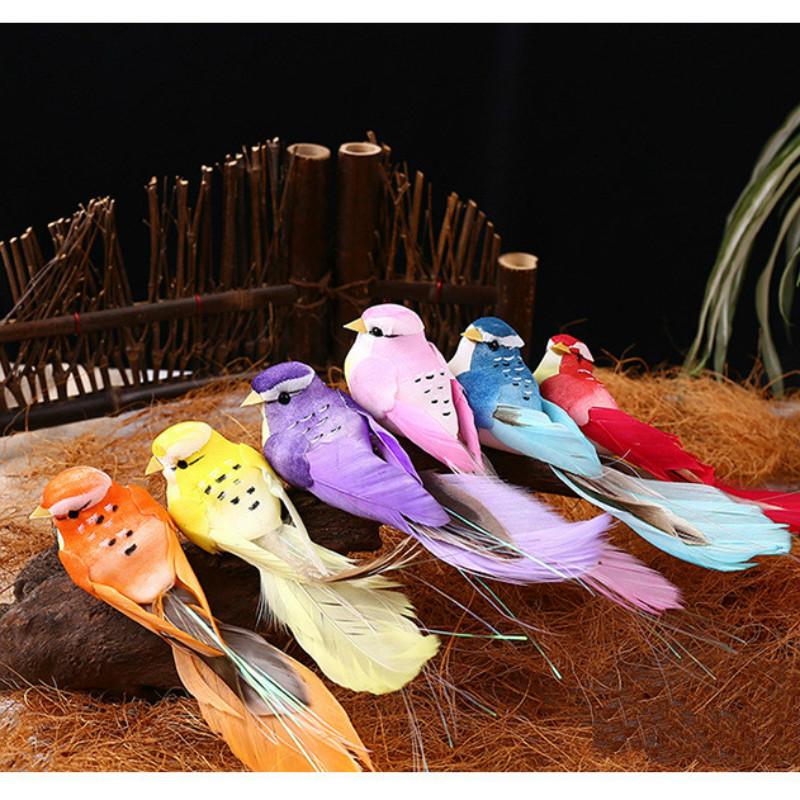 12pcs/Box Exquisite Color Simulation Feather Bird Garden Landscape Foam Bird Micro Landscape Simulat