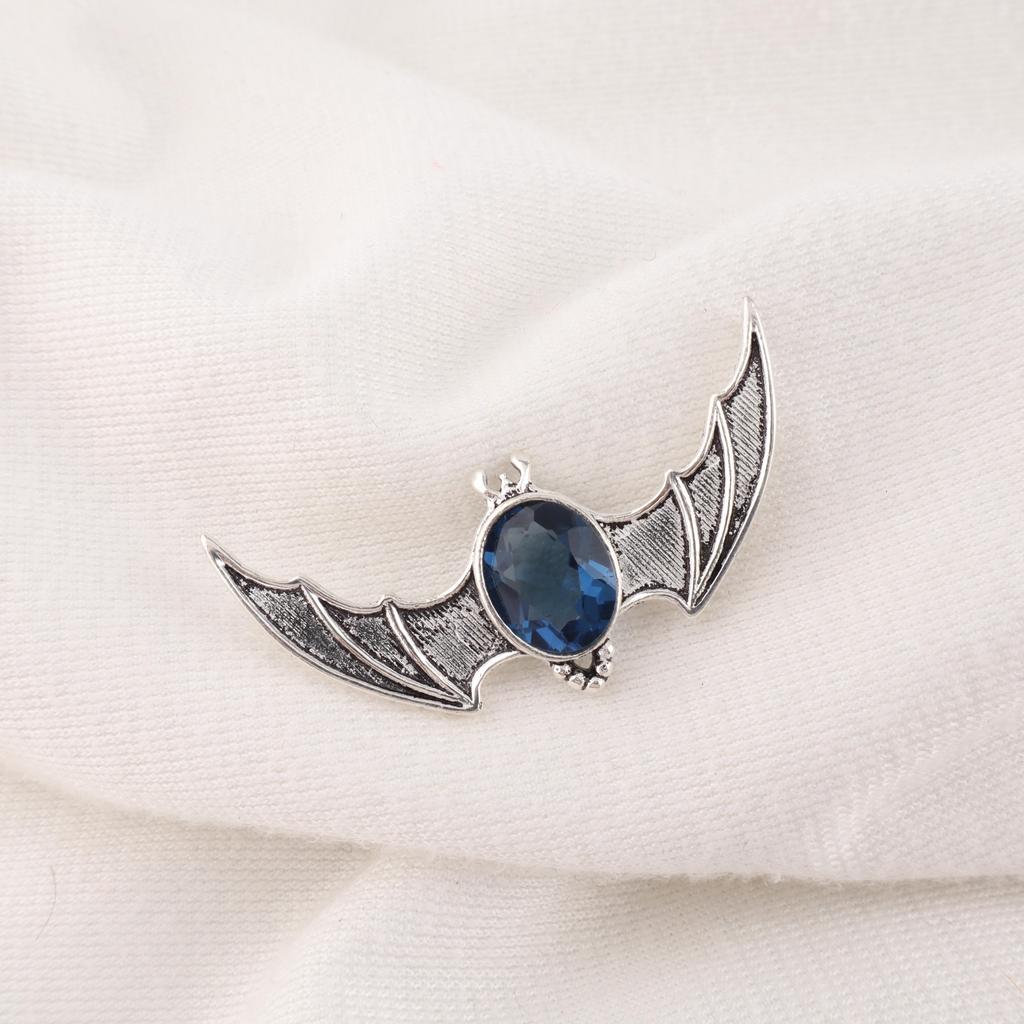 London Blautopas Edelsteinschmuck, 925 Massiv Sterling Silber Anhänger, Handgefertigter Böhmischer Anhänger zum Verschenken