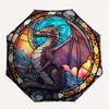 Stained Dragon Window Panel: Fantasy Art DecorUmbrella, Portable 3-Fold Compact Umbrella,Christmas Gift ES521